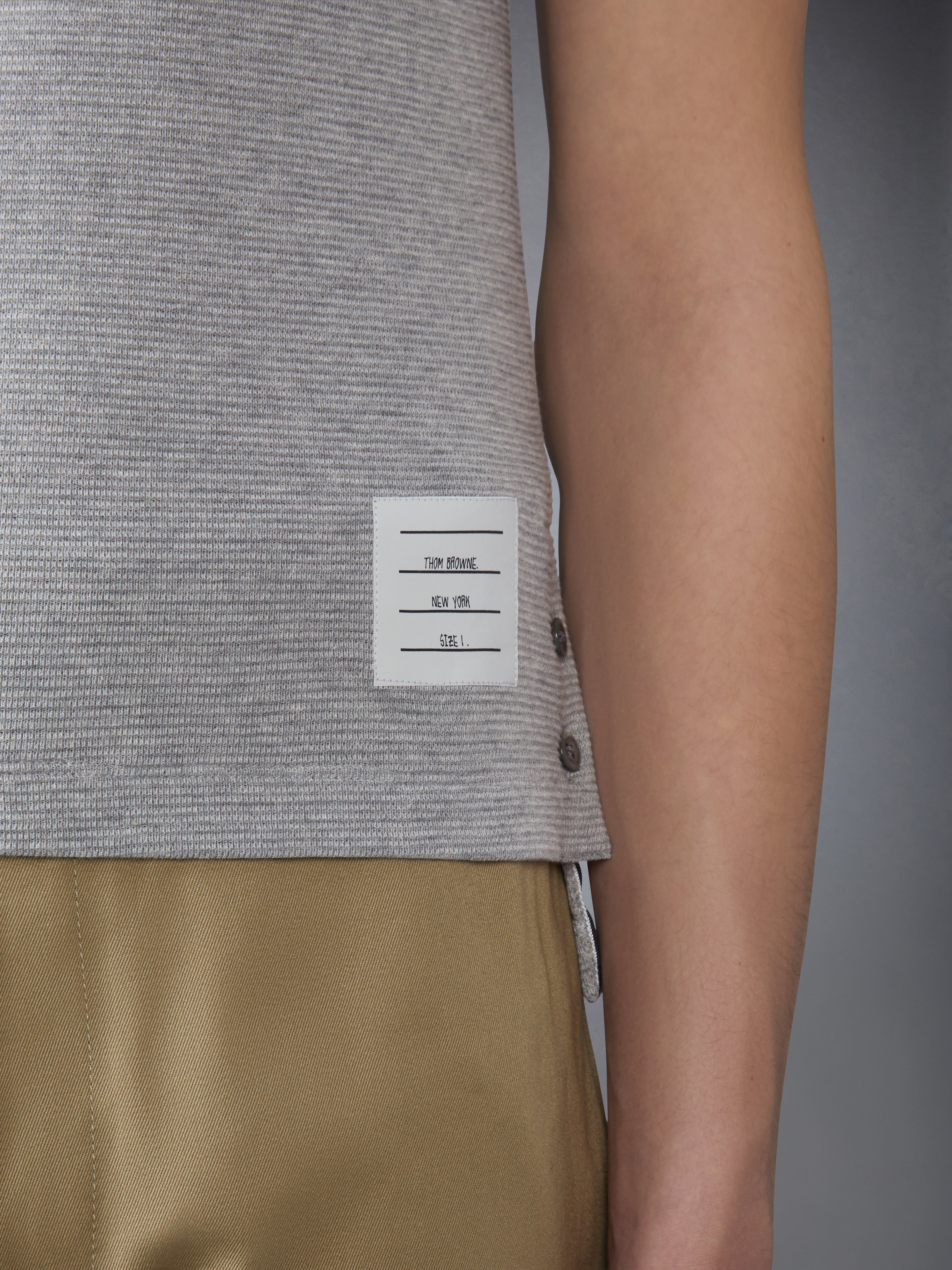 Cotton Waffle Rib Cuff Tee | Thom Browne