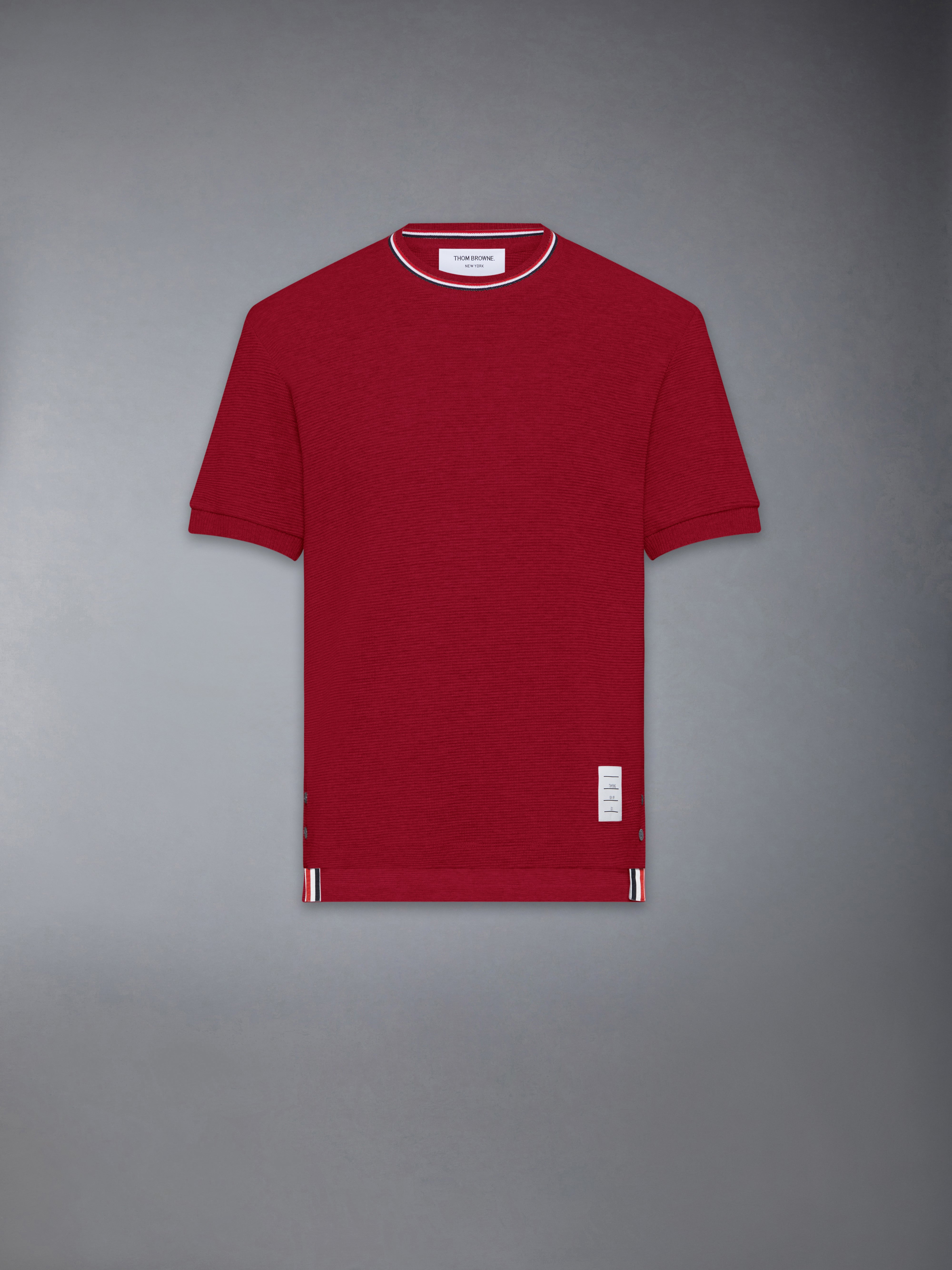 【送料&関税込】Thom Browne Cotton T-shirt Cotton Waffle Rib Cuff Tee | Thom Browne