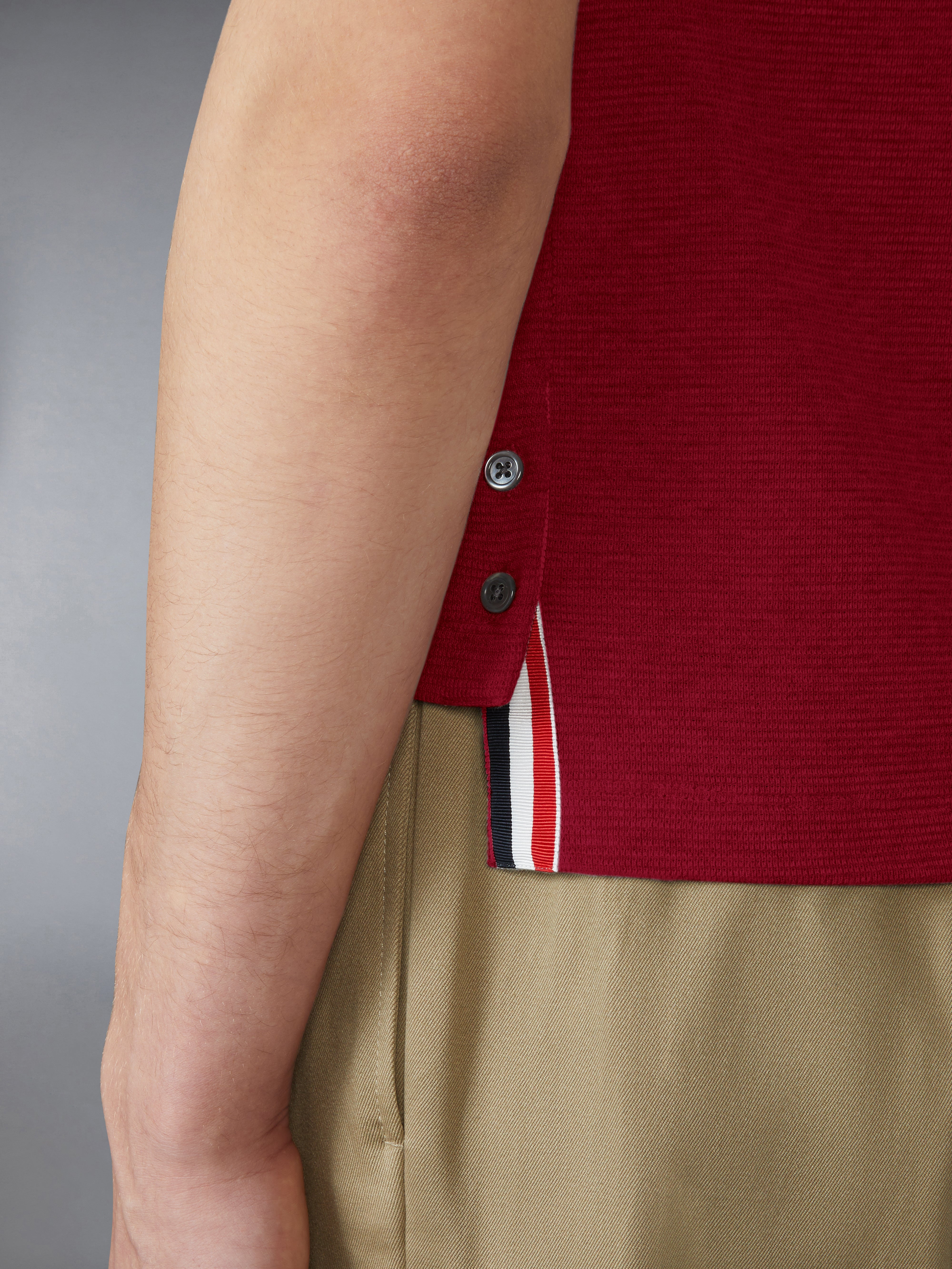 Cotton Waffle Rib Cuff Tee | Thom Browne