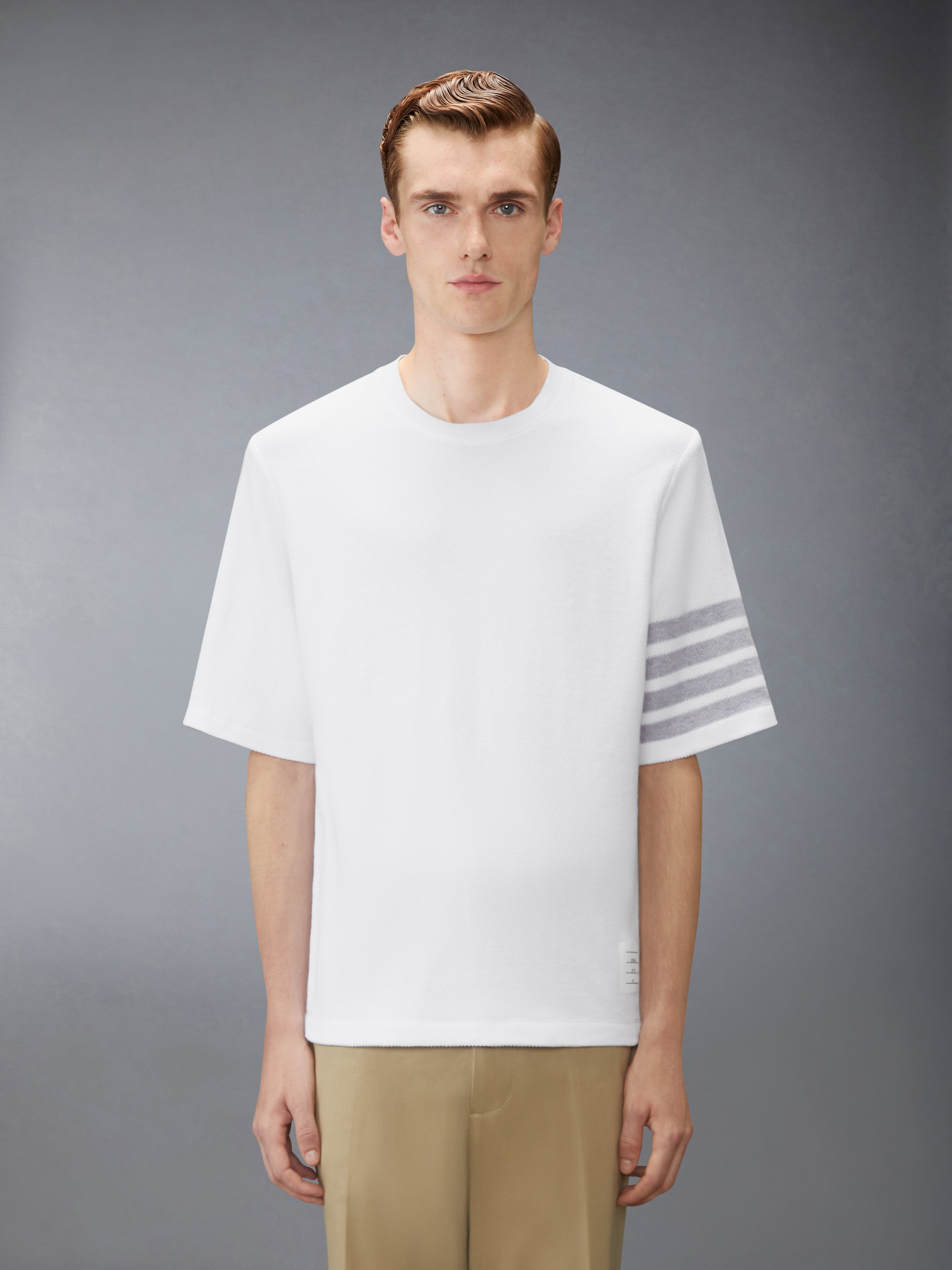 Textured Pique 4-Bar Tee | Thom Browne