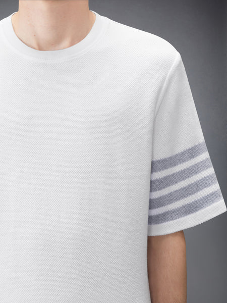 TEXTURED PIQUE 4-BAR TEE WHITE