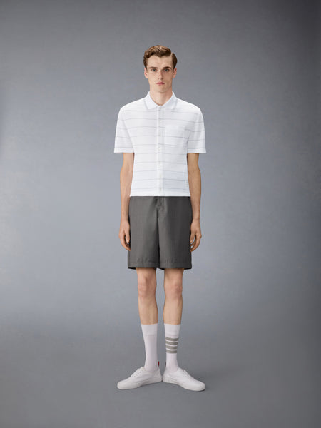 STRIPE WAFFLE SHORT SLEEVE SHIRT WHITE/LT GREY