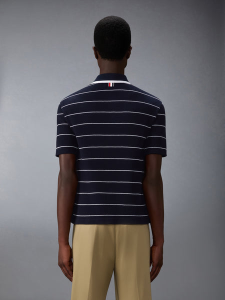STRIPE WAFFLE SHORT SLEEVE SHIRT NAVY/WHITE