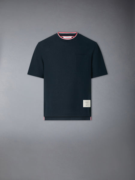 TEXTURED COTTON LINEN TEE NAVY