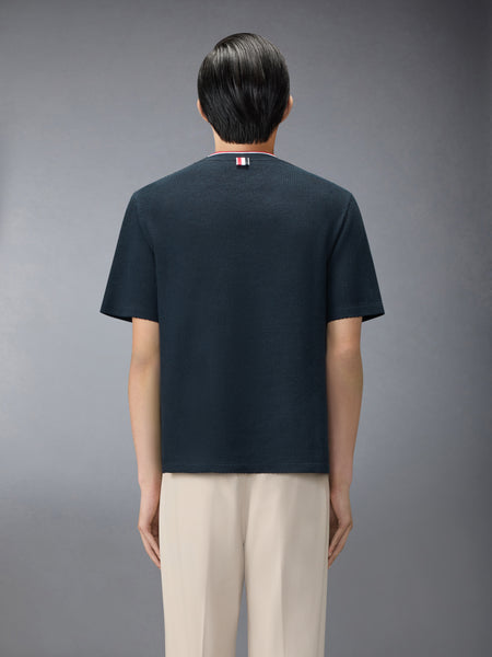 テクスチャー コットンリネン Tシャツ ネイビー