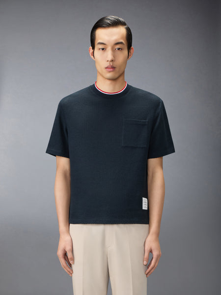 TEXTURED COTTON LINEN TEE NAVY