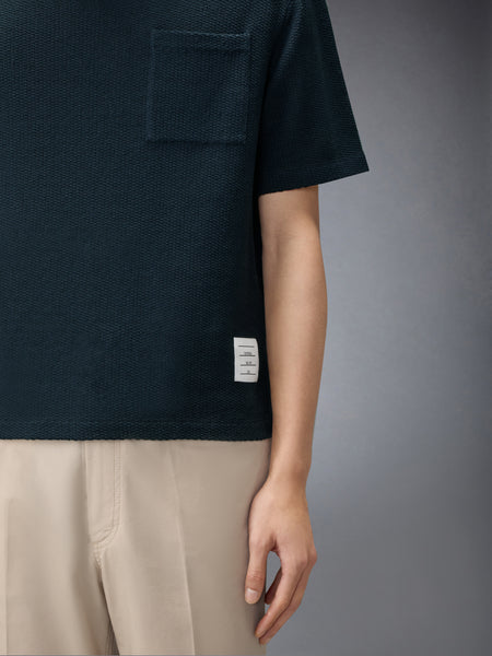 TEXTURED COTTON LINEN TEE NAVY