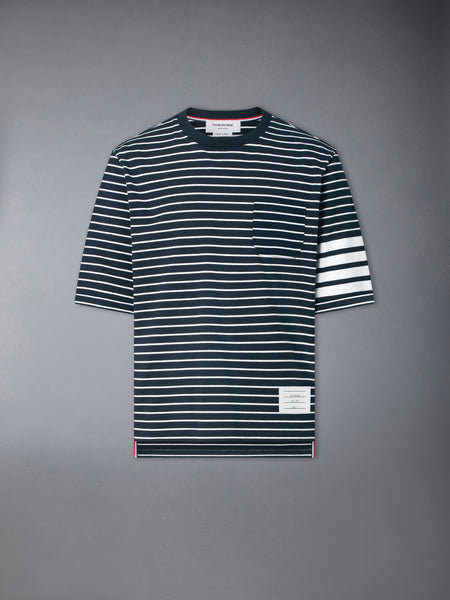 JERSEY 4-BAR KNIT POCKET TEE NAVY/WHITE