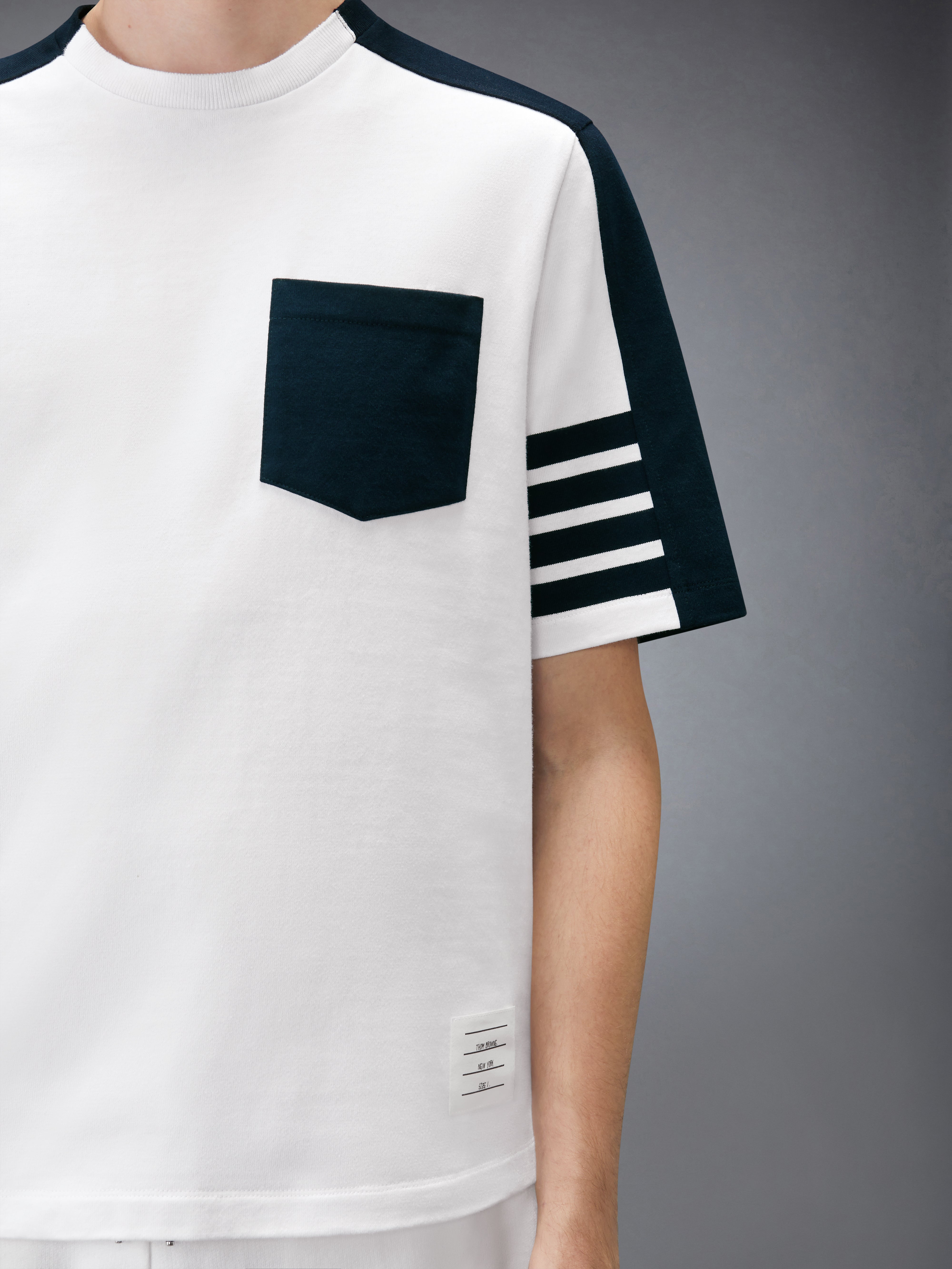 Jersey 4-Bar Colorblock Oversized Tee | Thom Browne