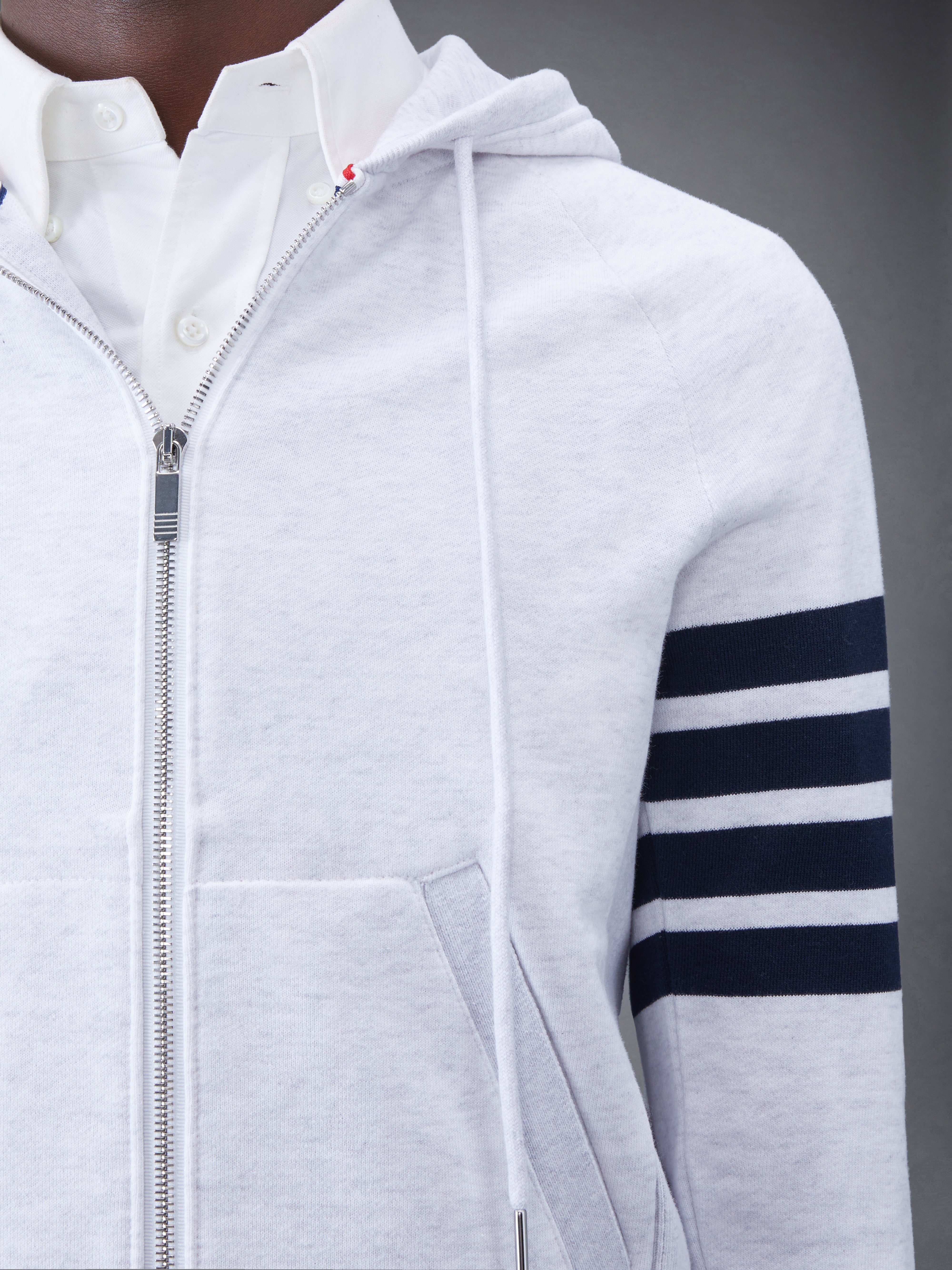 THOM BROWNE 正規品関税込みCLASSIC FULL ZIP HOODIE MJT022H Classic Loopback 4 Bar Full Zip Hoodie | Thom Browne