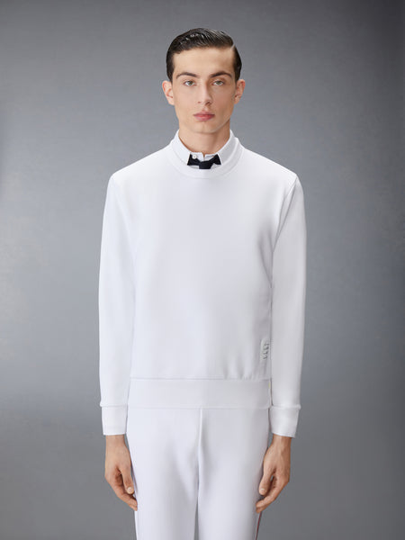 CLASSIC LOOPBACK CENTER BACK STRIPE CREWNECK PULLOVER WHITE