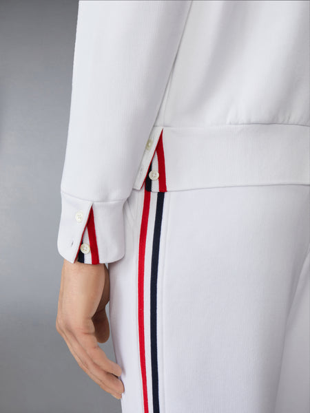 CLASSIC LOOPBACK CENTER BACK STRIPE CREWNECK PULLOVER WHITE