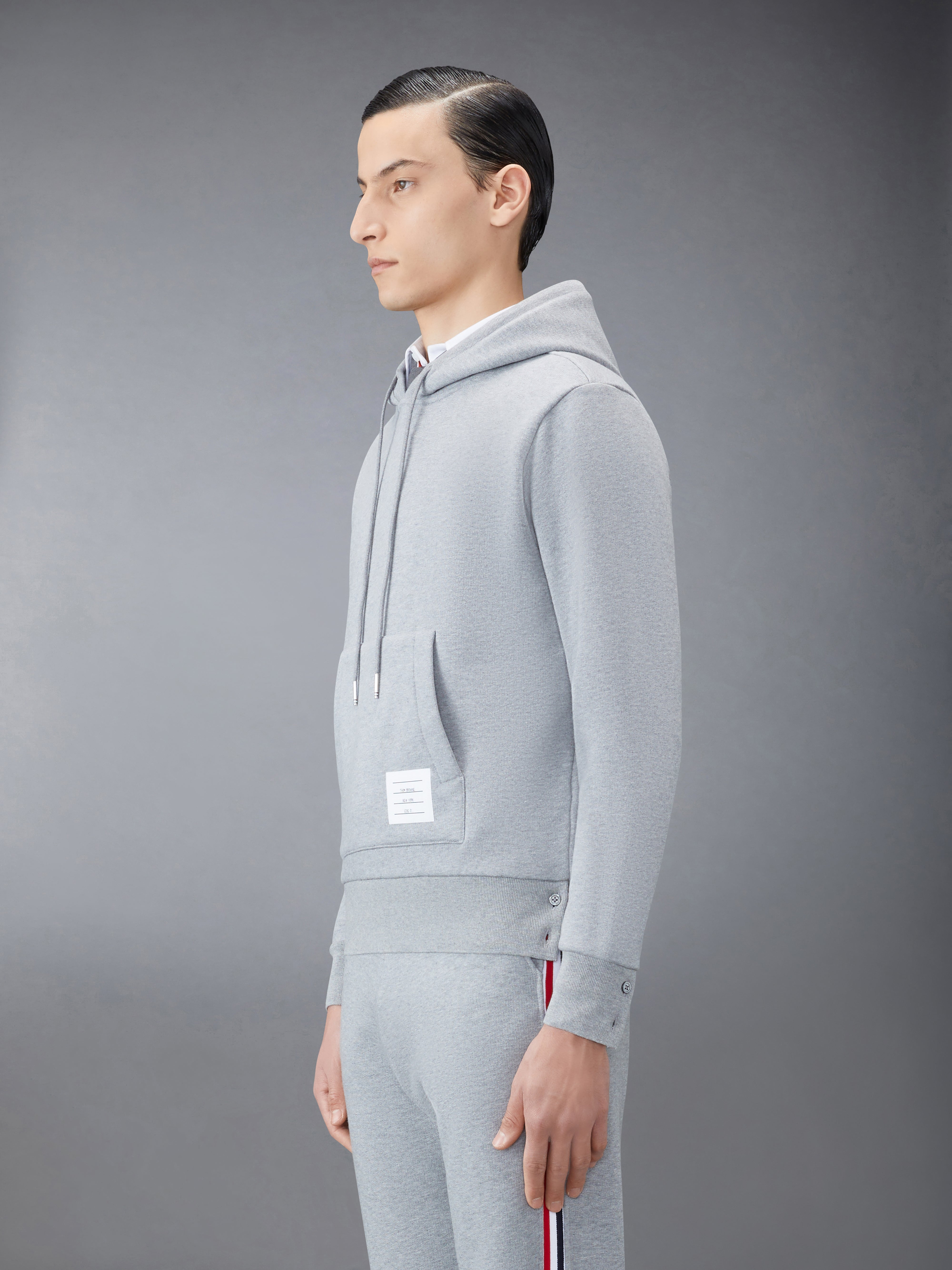 パーカー・フーディ THOM BROWNE FW25 Grey cotton sweatshirt (MJT517A03037 055) Zip Up Hoodie W/ Engineered 4 Bar In Color Blocked Solid