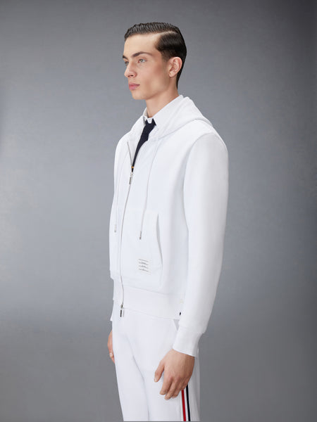 CLASSIC LOOPBACK CENTER BACK STRIPE ZIP UP HOODIE WHITE