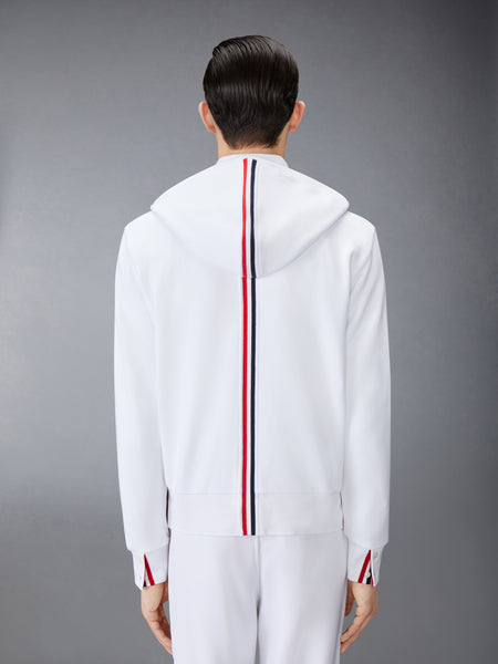 CLASSIC LOOPBACK CENTER BACK STRIPE ZIP UP HOODIE WHITE