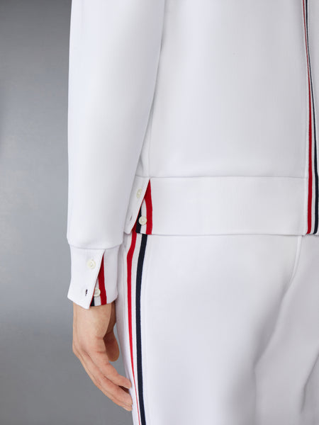 CLASSIC LOOPBACK CENTER BACK STRIPE ZIP UP HOODIE WHITE