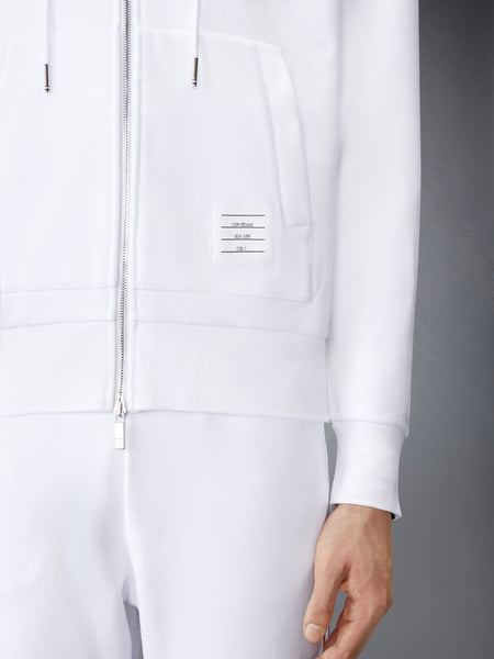 CLASSIC LOOPBACK CENTER BACK STRIPE ZIP UP HOODIE WHITE