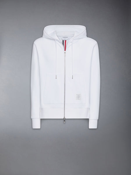 CLASSIC LOOPBACK CENTER BACK STRIPE ZIP UP HOODIE WHITE