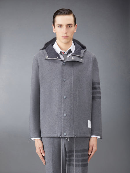 DOUBLE FACE TECH TWILL HOODED JACKET MED GREY