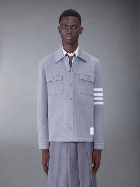 COTTON DOUBLE FACE KNIT 4-BAR SHIRT JACKET MED GREY