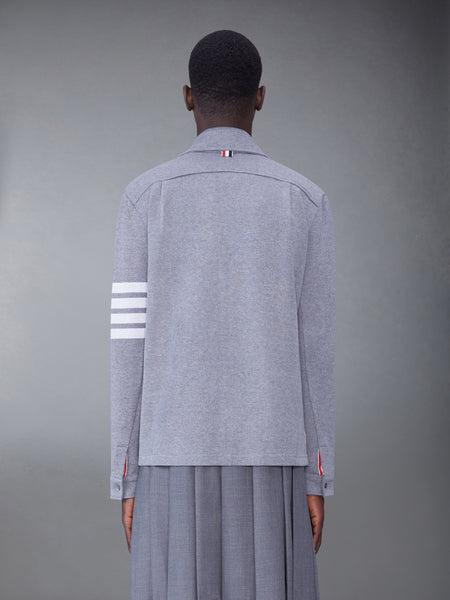 COTTON DOUBLE FACE KNIT 4-BAR SHIRT JACKET MED GREY