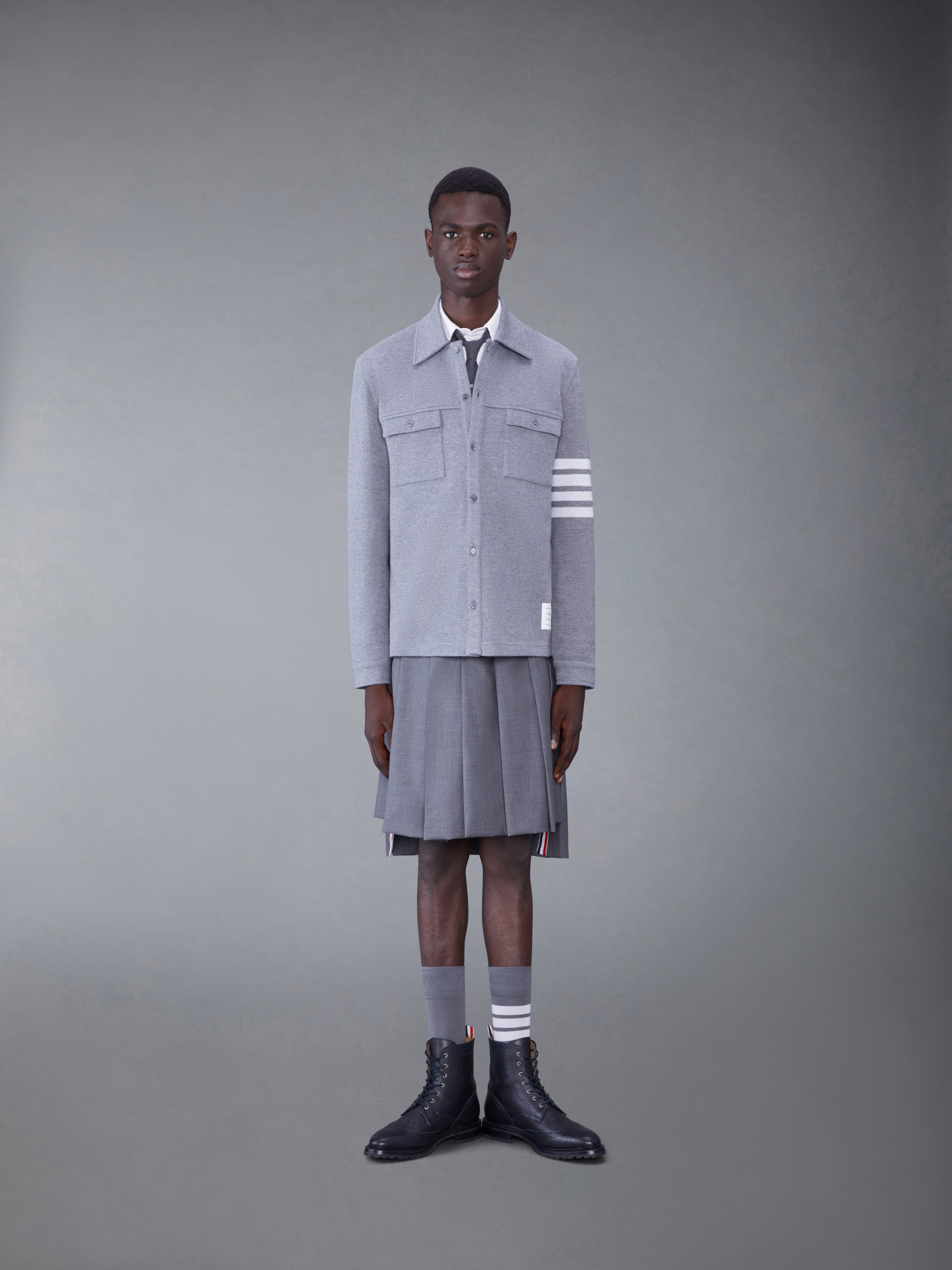 Cotton Double Face Knit 4 Bar Shirt Jacket | Thom Browne