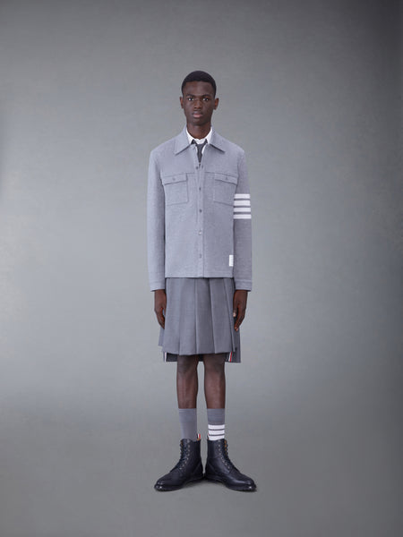 COTTON DOUBLE FACE KNIT 4-BAR SHIRT JACKET MED GREY