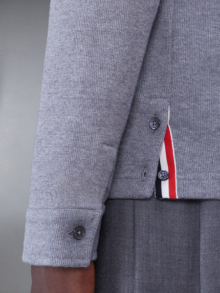 COTTON DOUBLE FACE KNIT 4-BAR SHIRT JACKET MED GREY
