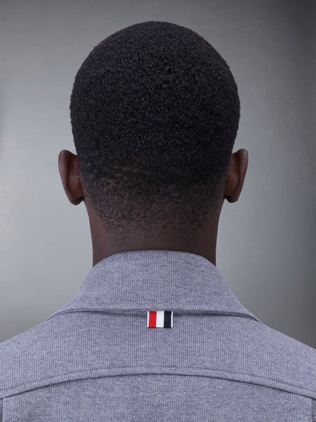 COTTON DOUBLE FACE KNIT 4-BAR SHIRT JACKET MED GREY