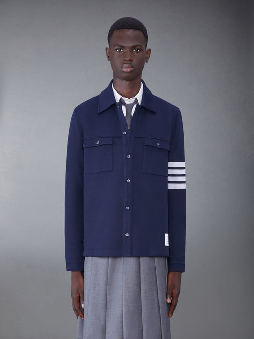 Cotton Double Face Knit 4 Bar Shirt Jacket | Thom Browne