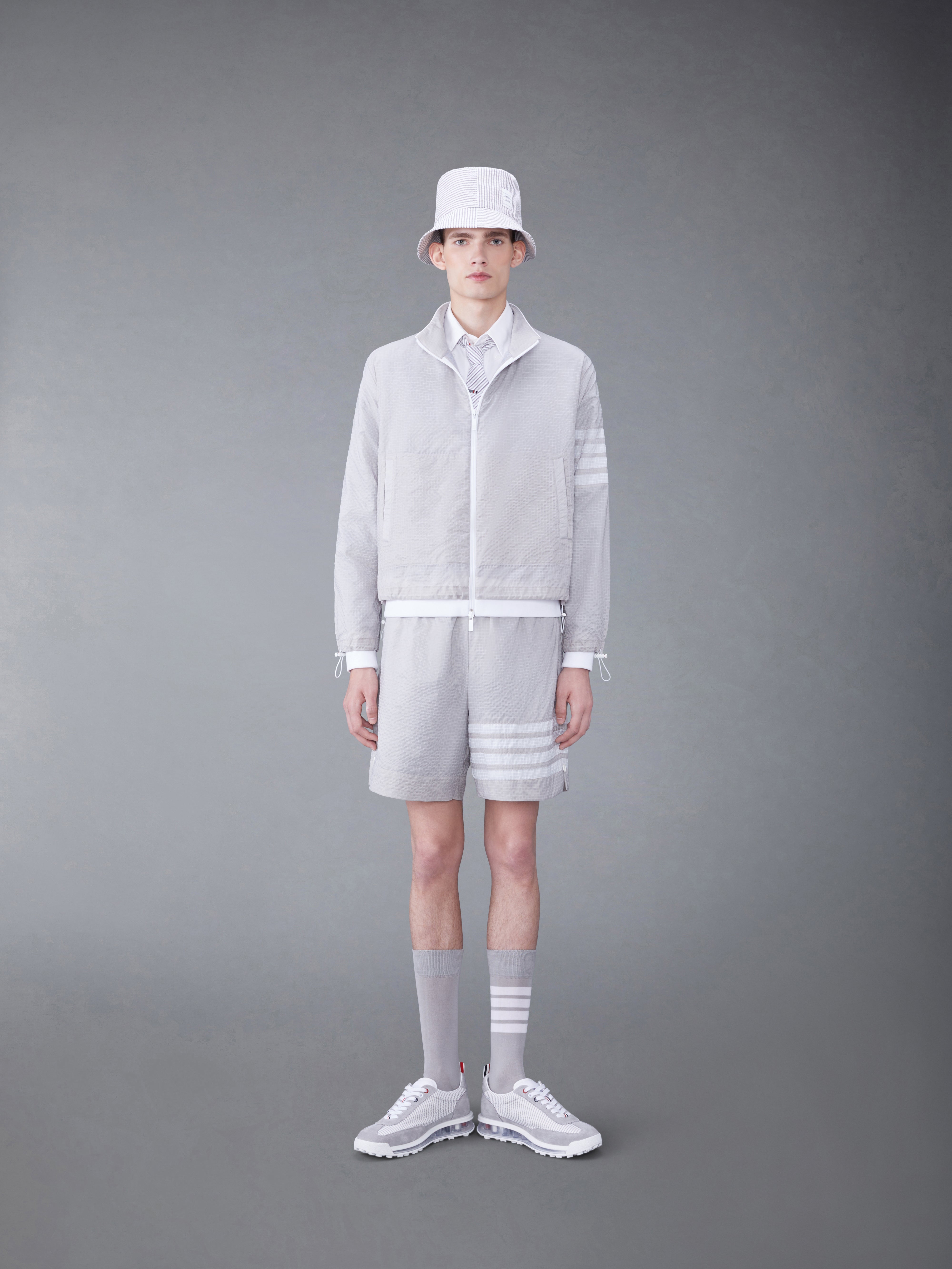 Ultralight Ripstop 4 Bar Funnel Neck Jacket | Thom Browne