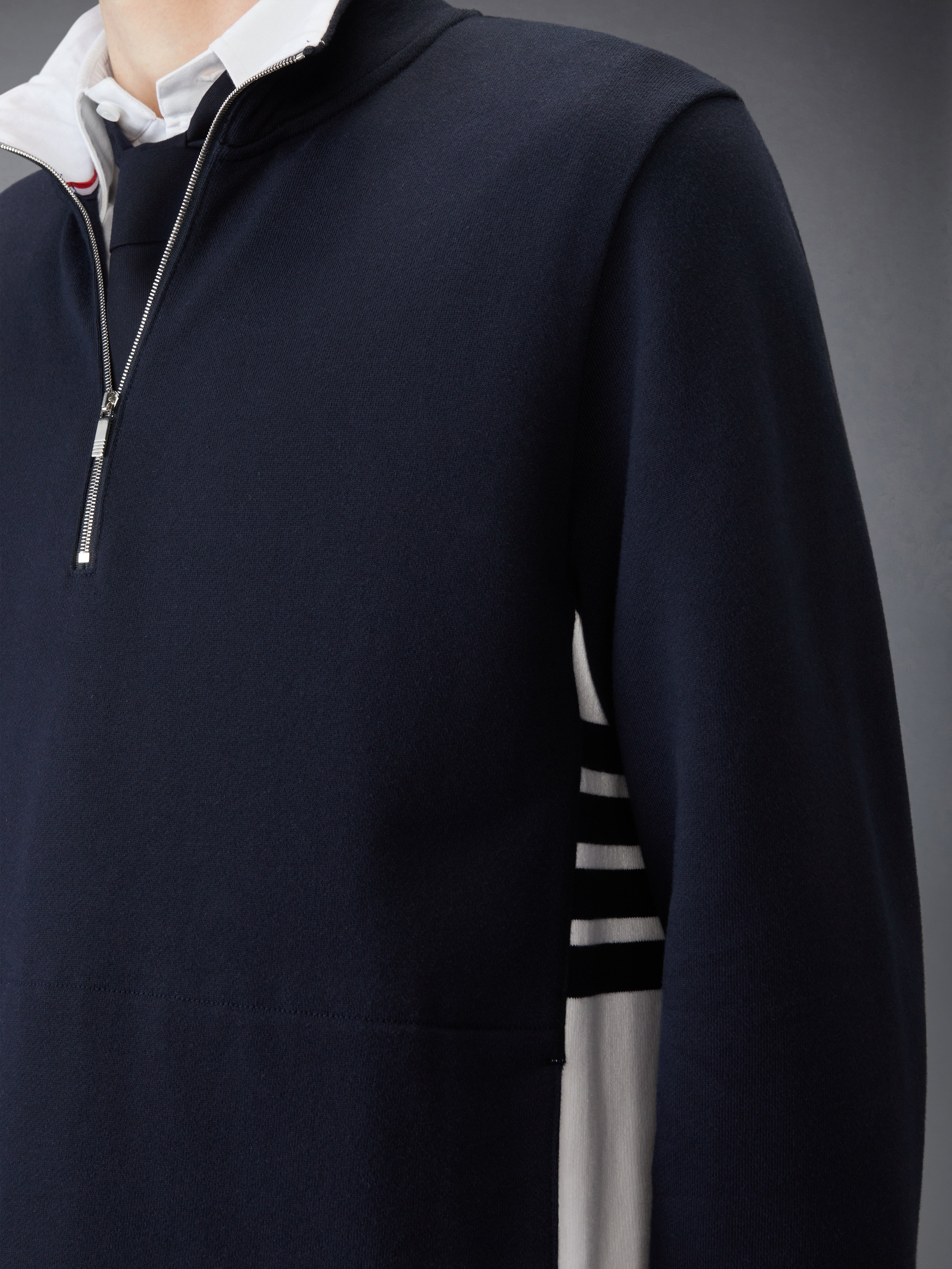 Funnel Neck Half Zip Pullover W/ Engineered 4 Bar In Color