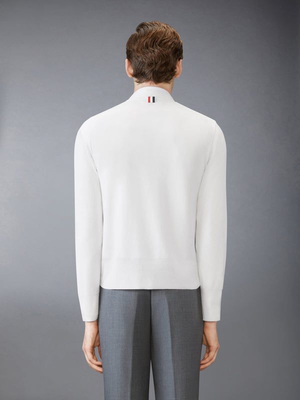 SILK PIQUE 4-BAR V NECK CARDIGAN - image 2