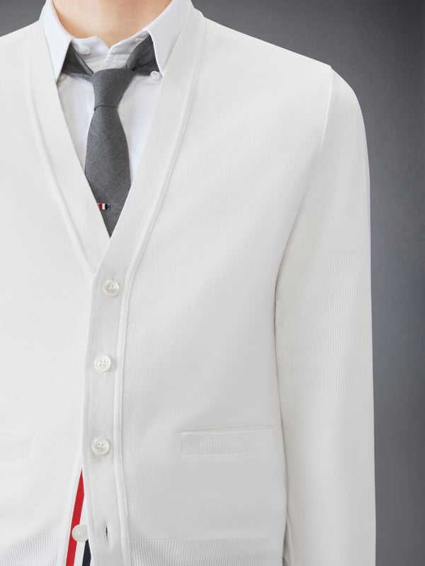 SILK PIQUE 4-BAR V NECK CARDIGAN - image 5