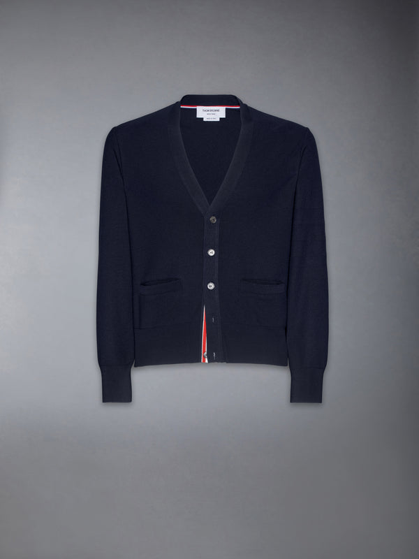 SILK PIQUE 4-BAR V NECK CARDIGAN - featured image