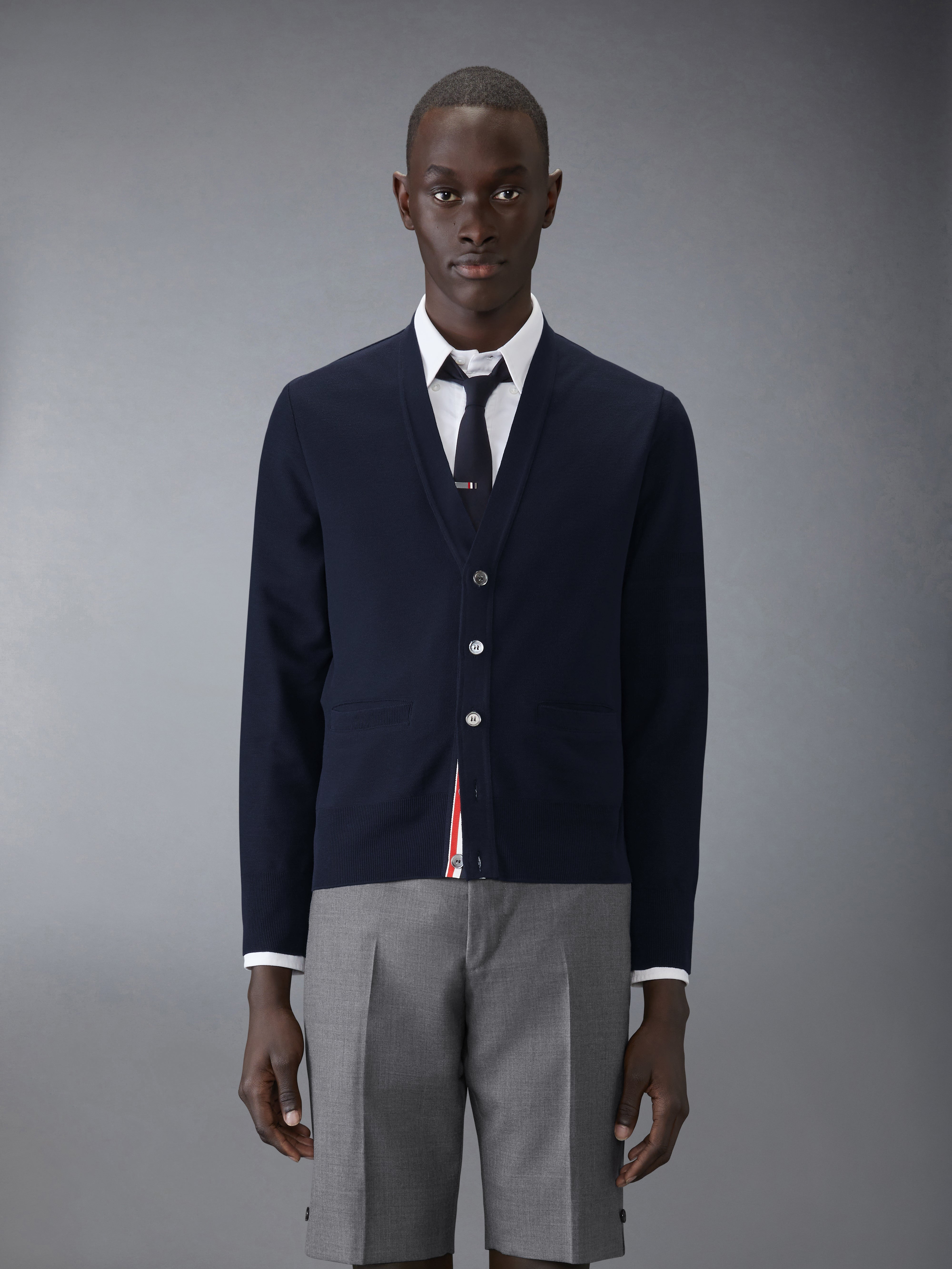 Classic Cashmere 4 Bar V Neck Cardigan | Thom Browne