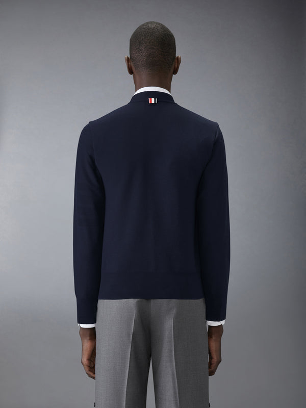 SILK PIQUE 4-BAR V NECK CARDIGAN - image 2