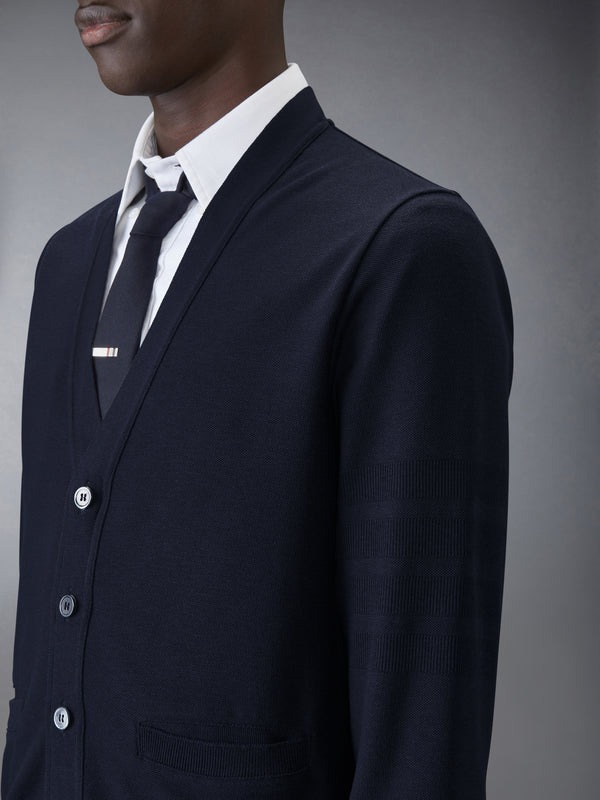 SILK PIQUE 4-BAR V NECK CARDIGAN - image 6