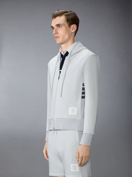 LOOPBACK JERSEY 4-BAR ZIP UP HOODIE PALE GREY