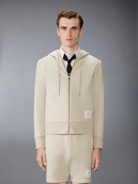 LOOPBACK JERSEY 4-BAR ZIP UP HOODIE BEIGE