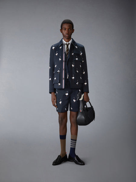 WOOL SILK PIQUE SACK JACKET