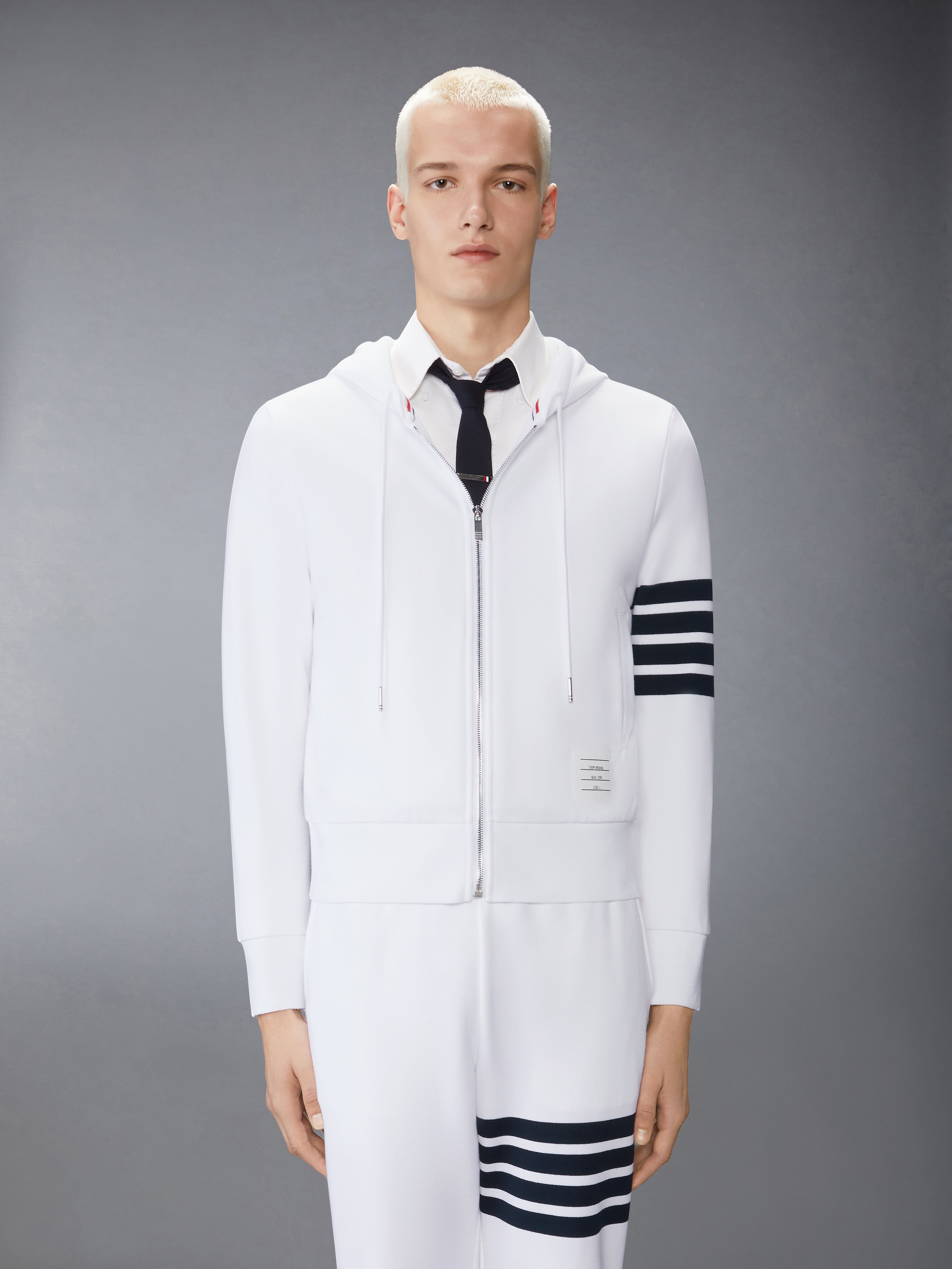 Classic Loopback 4-Bar Zip Up Hoodie | Thom Browne