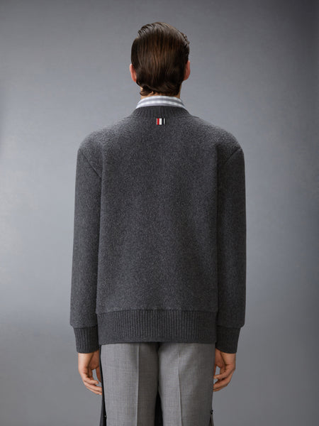 WOOL FLEECE OVERSIZED V NECK CARDIGAN