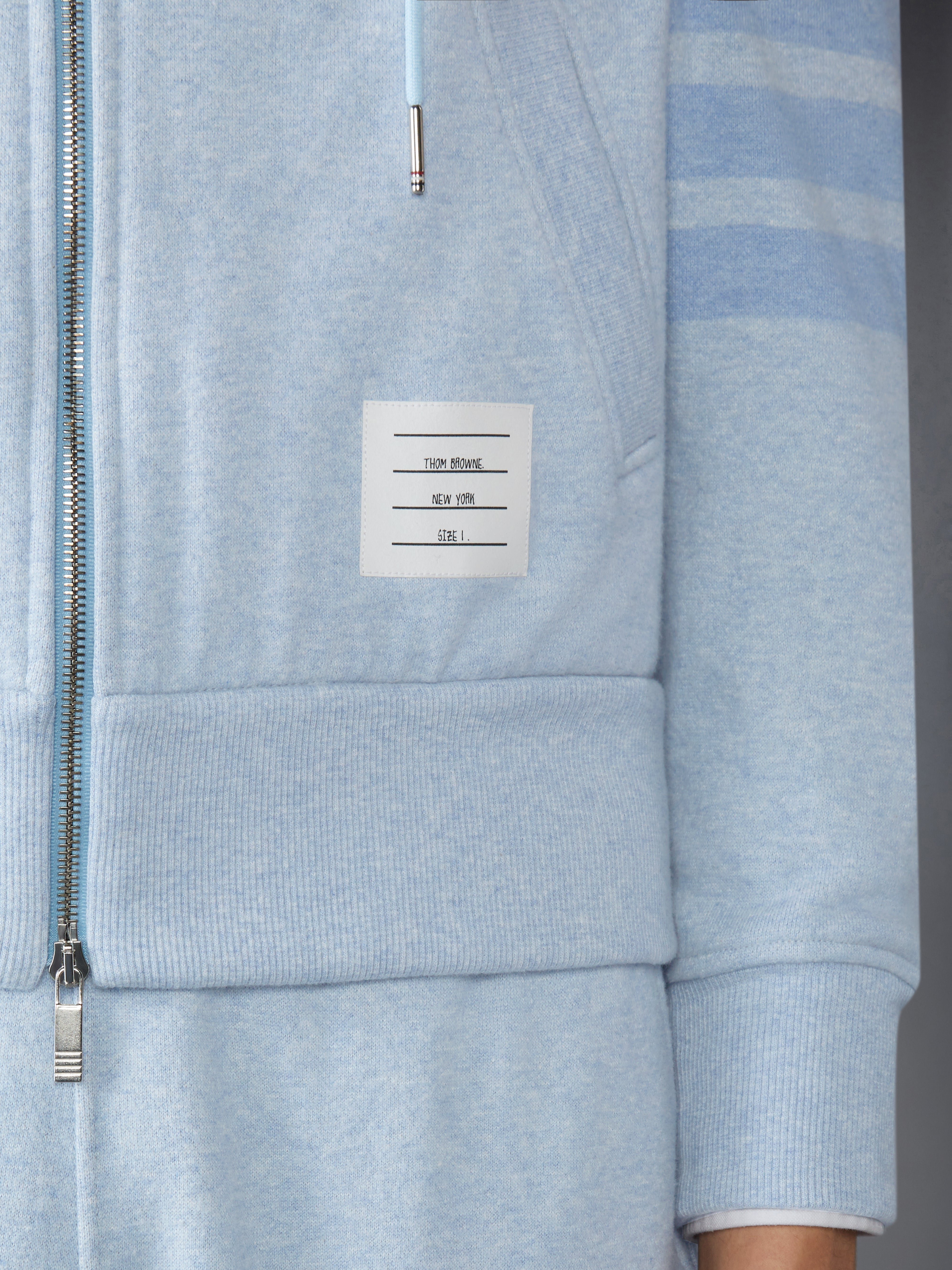 Melange Brushed Loopback 4-Bar Zip Up Hoodie | Thom Browne