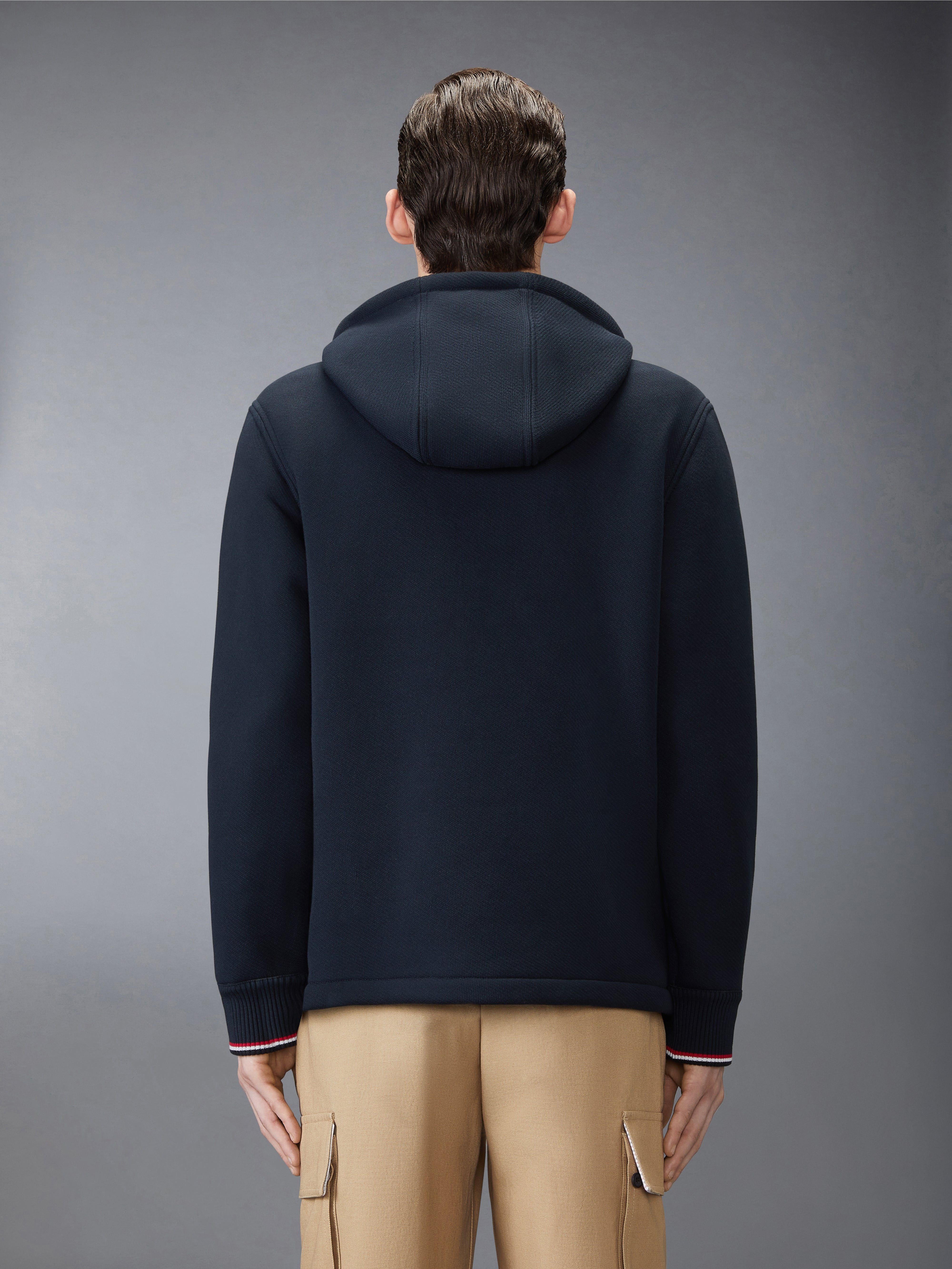 正規美品 THOM BROWNE トムブラウン バックセンターRWBパーカー ループバック オーバーサイズ RWB ストライプ パーカー | Thom