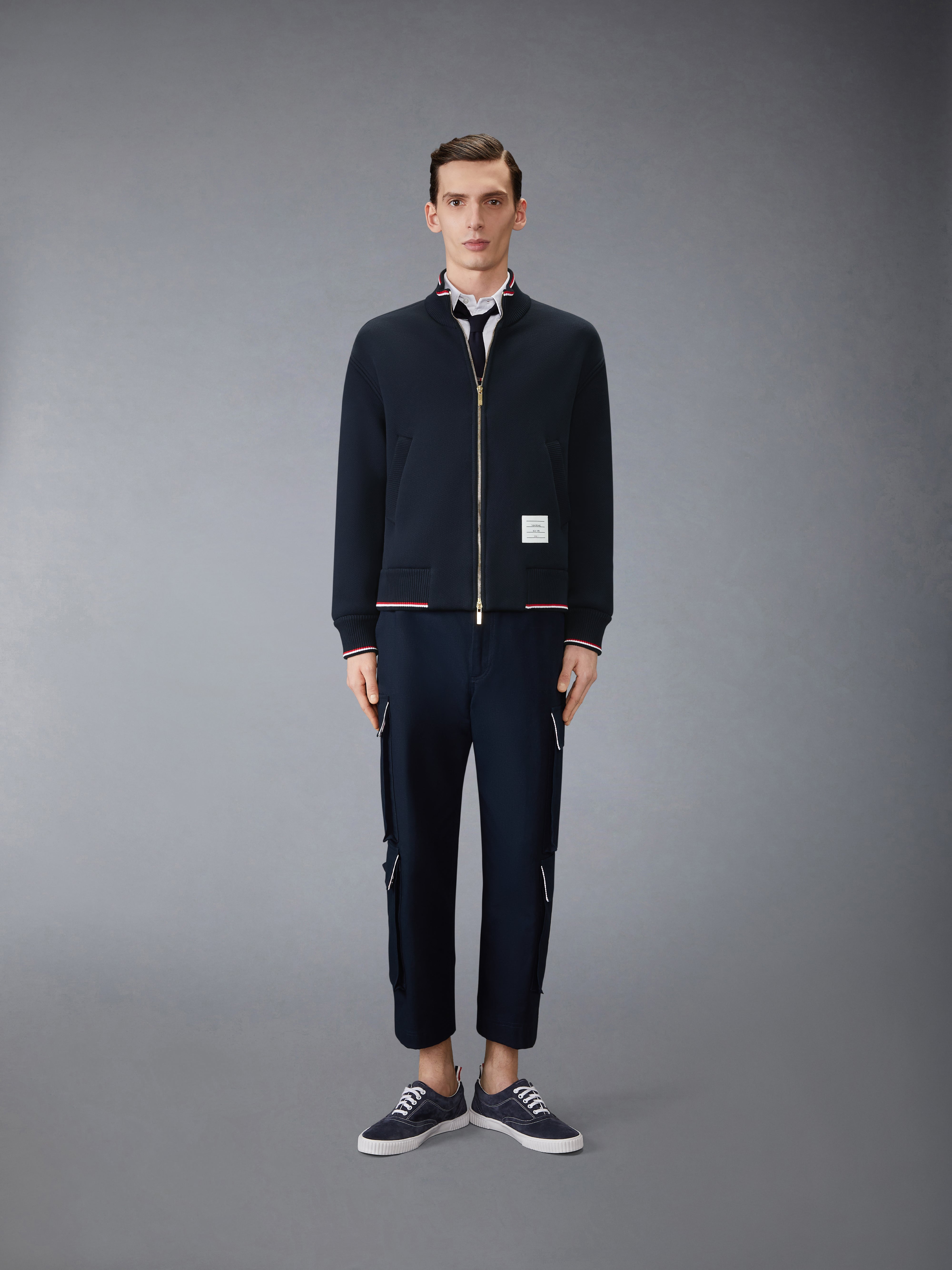 Loopback Oversized Rwb Stripe Jacket | Thom Browne