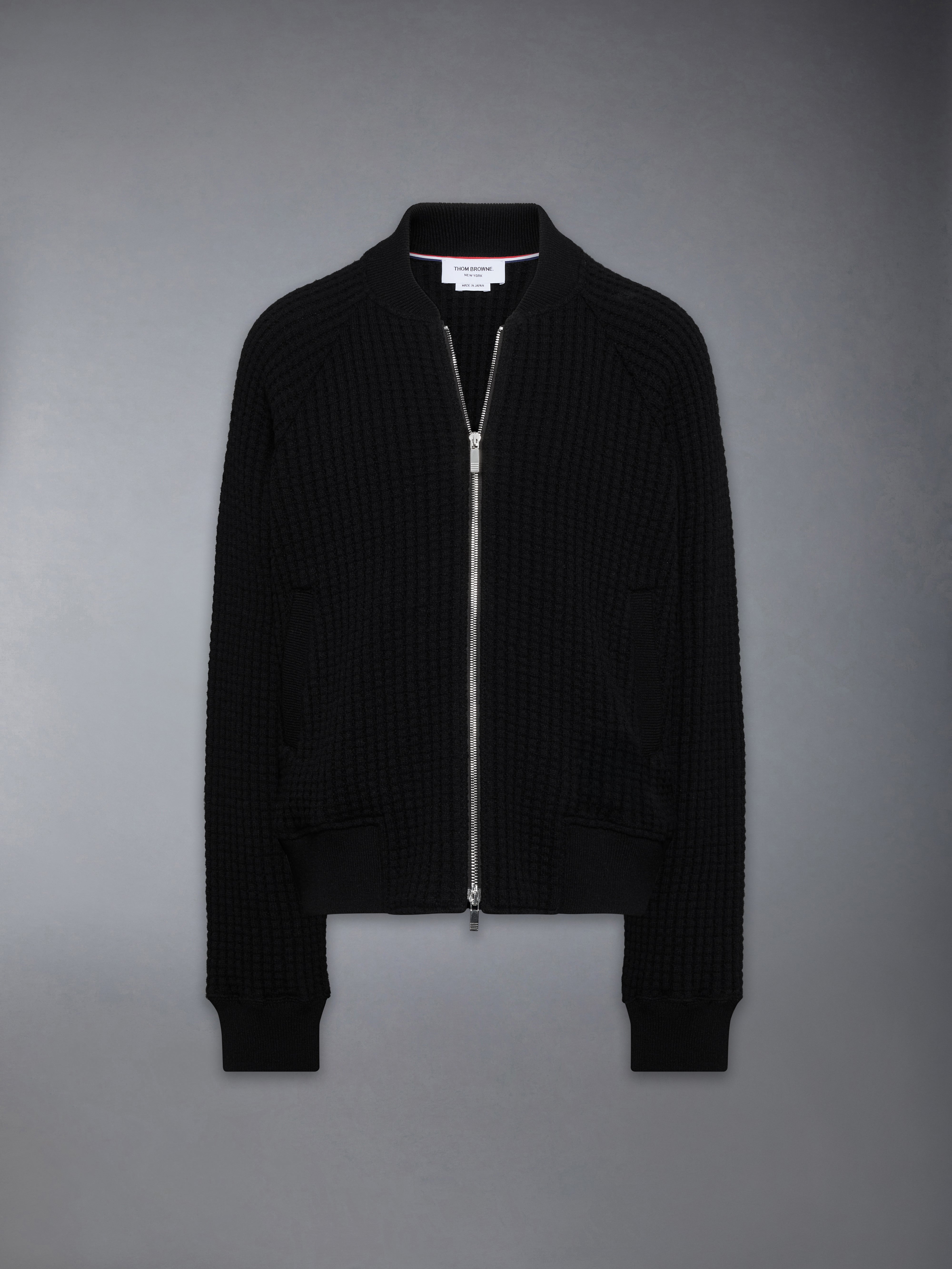 Wool Waffle Raglan 4-Bar Bomber Jacket | Thom Browne