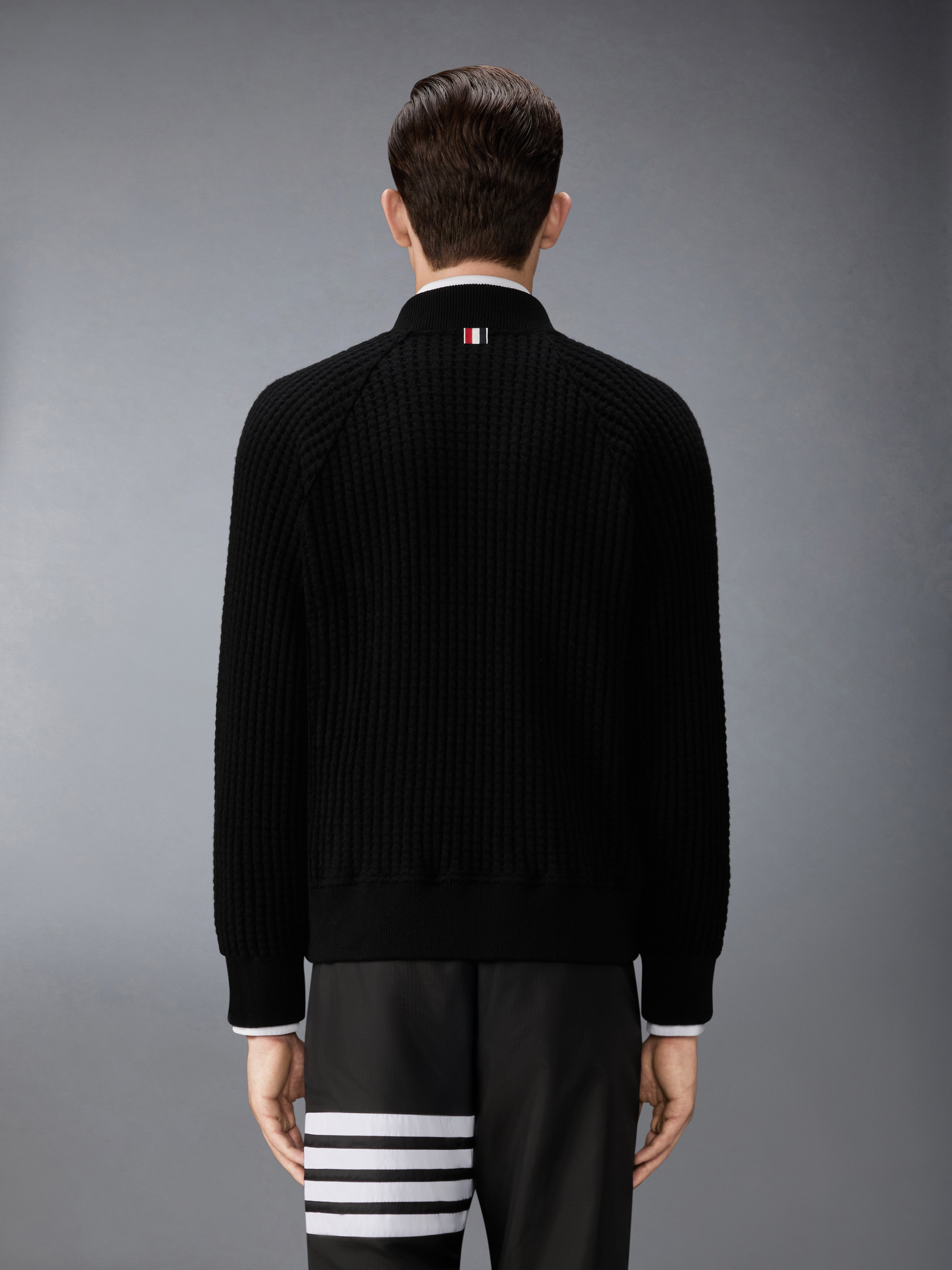 Wool Waffle Raglan 4-Bar Bomber Jacket | Thom Browne
