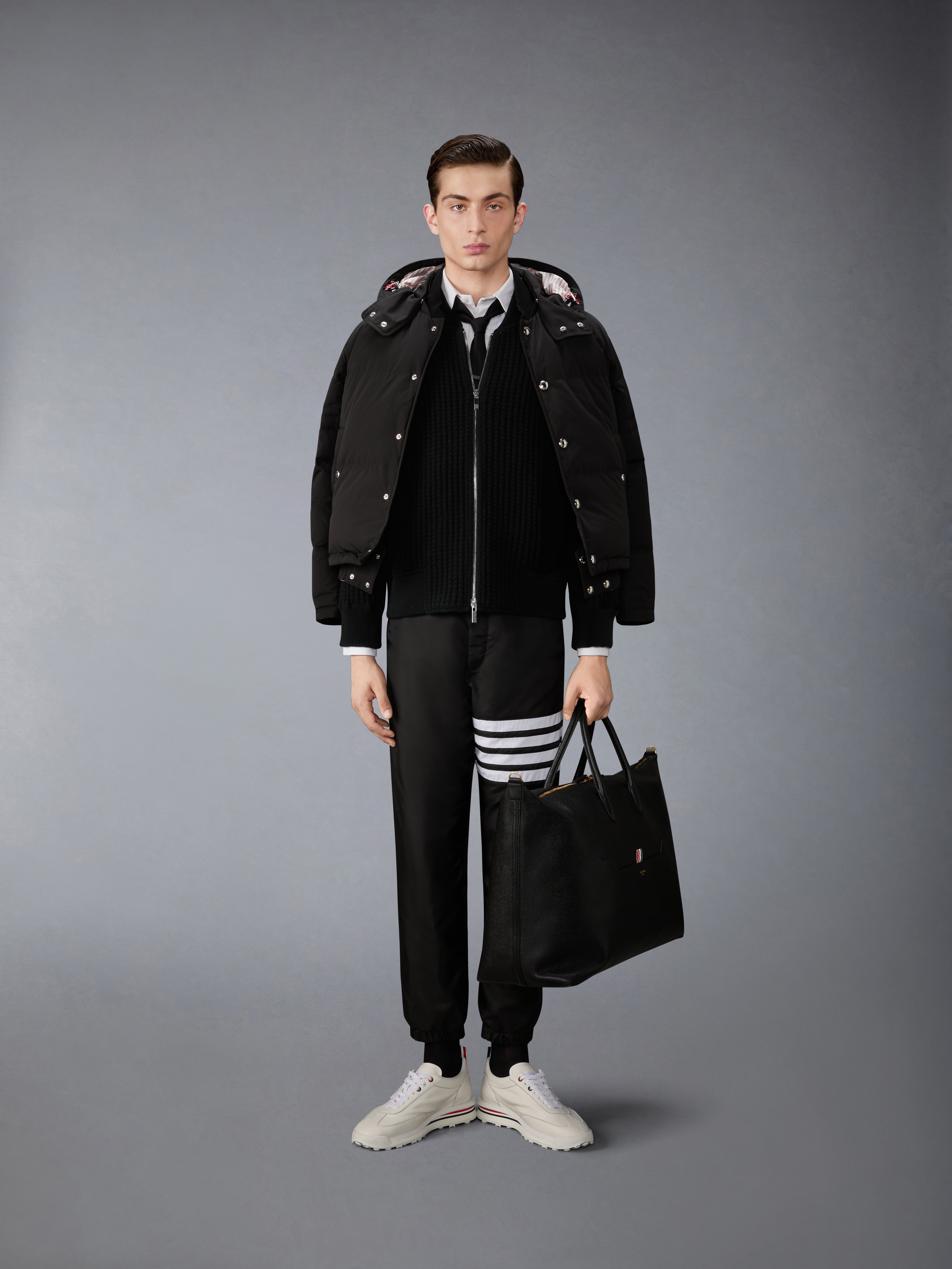 ウール ワッフル ラグラン 4-BAR ボンバー ジャケット | Thom Browne