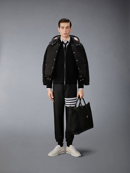 ウール ワッフル ラグラン 4-BAR ボンバー ジャケット 黒